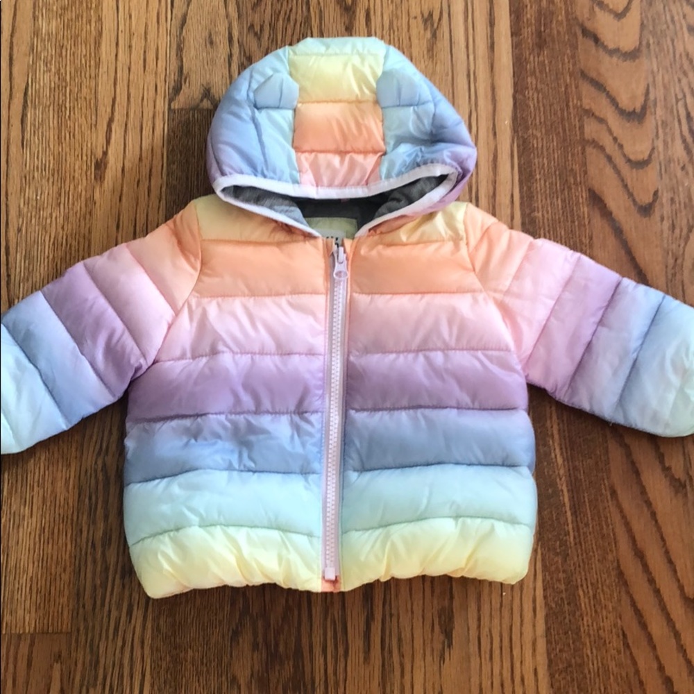 Rainbow-Ombré Puffer Coat